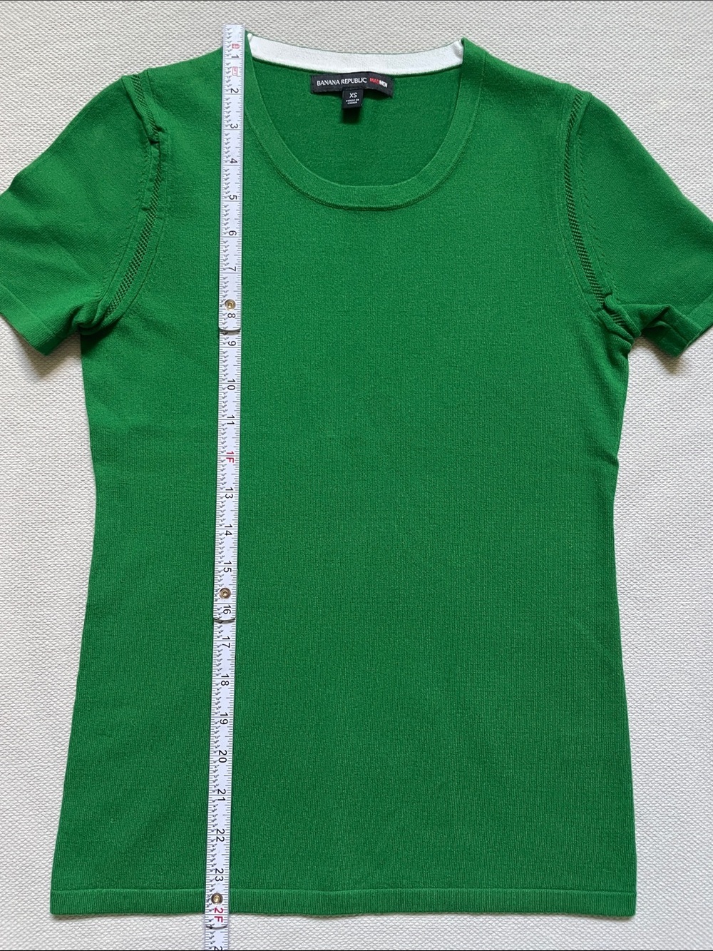 Banana Republic x MadMen Collab Green Short Sleeve Sweater, MCM/Retro, New - Picture 9 of 10